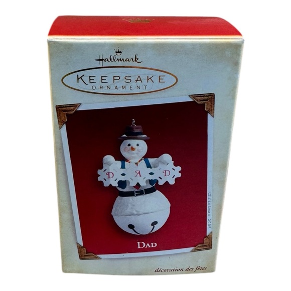 Hallmark Ornament Dad Snowbell Family Snowman Bell Porcelain 2005 QXG4672 - Picture 3 of 6